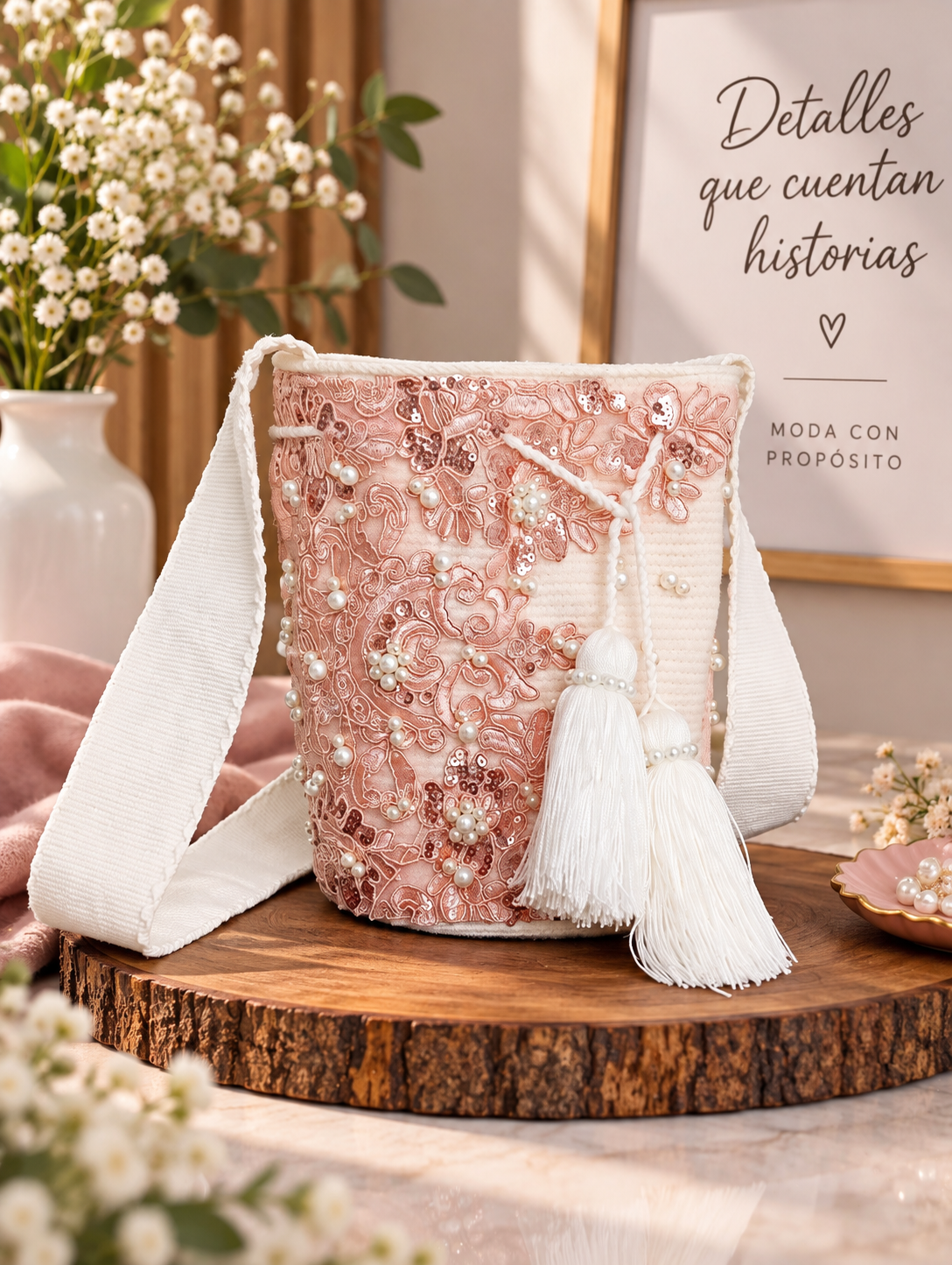 Mochila Recamada En Perlas